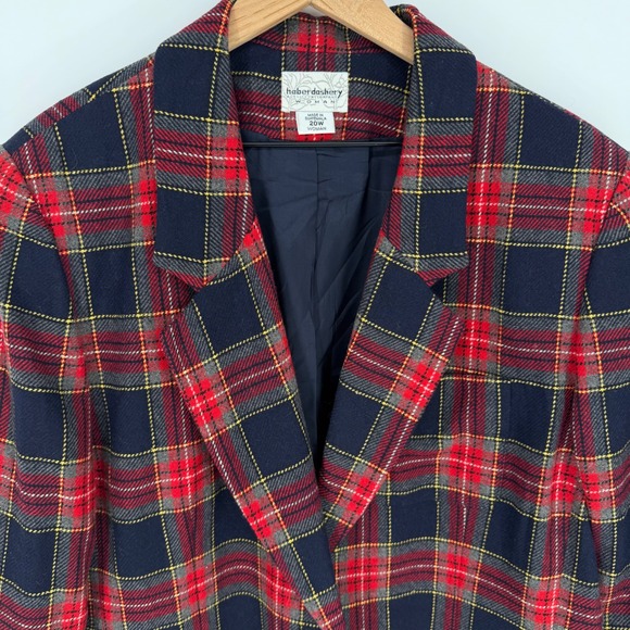 VTG 90s Tartan Plaid Blazer Womens 20W Red Navy Academia Preppy Jacket 
Wool - Picture 3 of 10